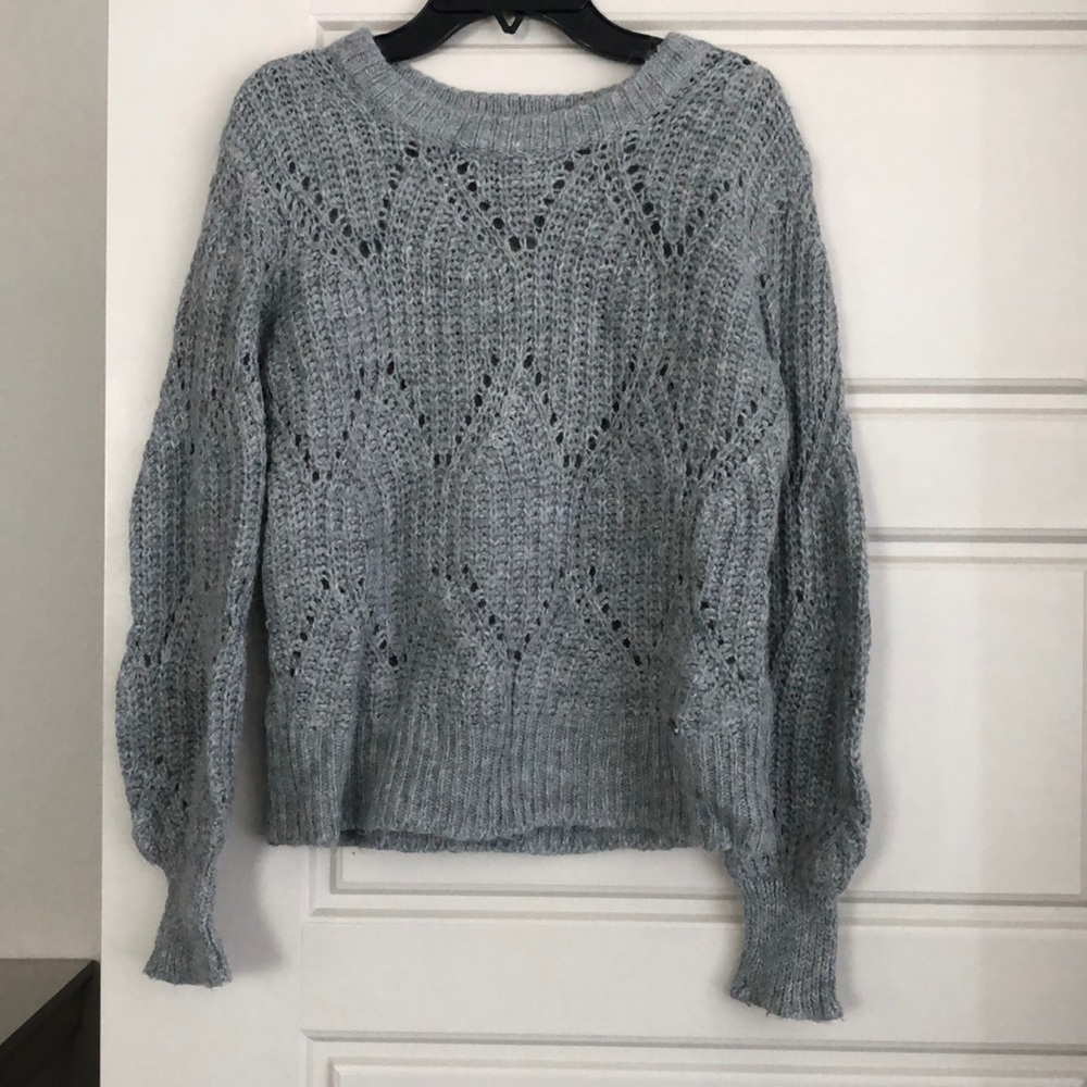 Abercrombie and Fitch Gray Eyelet Sweater